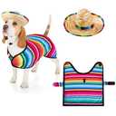 Dog Mexican Party Costume Pet Dog Cinco De Mayo Poncho and Sombrero (Green S)