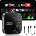 4-in-1 Magic AI Box for Streaming Netflix/YouTube/TikTok/TF Card, 2026 Wireless Carplay Adapter & Car Video Box, Plug & Play, Fits for OEM Wired CarPlay and Android Auto Cars (Black)