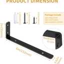 LSK 6PCS L Bracket, 6"2"(15050mm) Shelf Support Corner Bracket for Wooden Board, Max Load : 42lb, Black