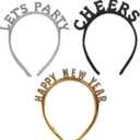 BinaryABC Happy New Years Headband, Lets Party Cheers Headband, 2026 New Year Eve Party Favors Gifts, 3Pcs
