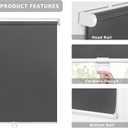 LazBlinds No Tools No Drill Cordless Roller Shades, Light Filtering Roller Blinds for Windows, Thermal Insulated UV Protection Roll Up Window Blinds and Shases, 31'' W x 72'' H, Grey