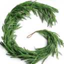 Grever 6 Feet Artificial Norfolk Pine Garland Real Touch Fake Evergreen Greenery Garland for Indoor Outdoor Fireplace, Mantle, Door, Windows, Table, Stairs, Wall, Wedding and Holiday Decor