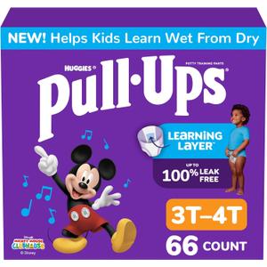 Pull-Ups Boys' Potty Training Pants, Size 3T-4T Training Underwear (32-40 lbs), 66 Count