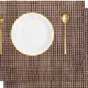 uxcell Heat Resistant Woven Washable Placemats, 12x18 Inch PVC Vinyl 4 Ply Woven Washable Non-Slip Table Mats for Dining Table Kitchen Outdoor Home Decoration (Burgundy Red,4Pcs)