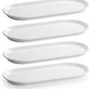 Ceramic Oval Serving Platters Set of 4, 13 Inch White Porcelain Serving Trays for Appetizers, Sushi, Charcuterie, Desserts & Side Dishes, Microwave Dishwasher Oven Safe