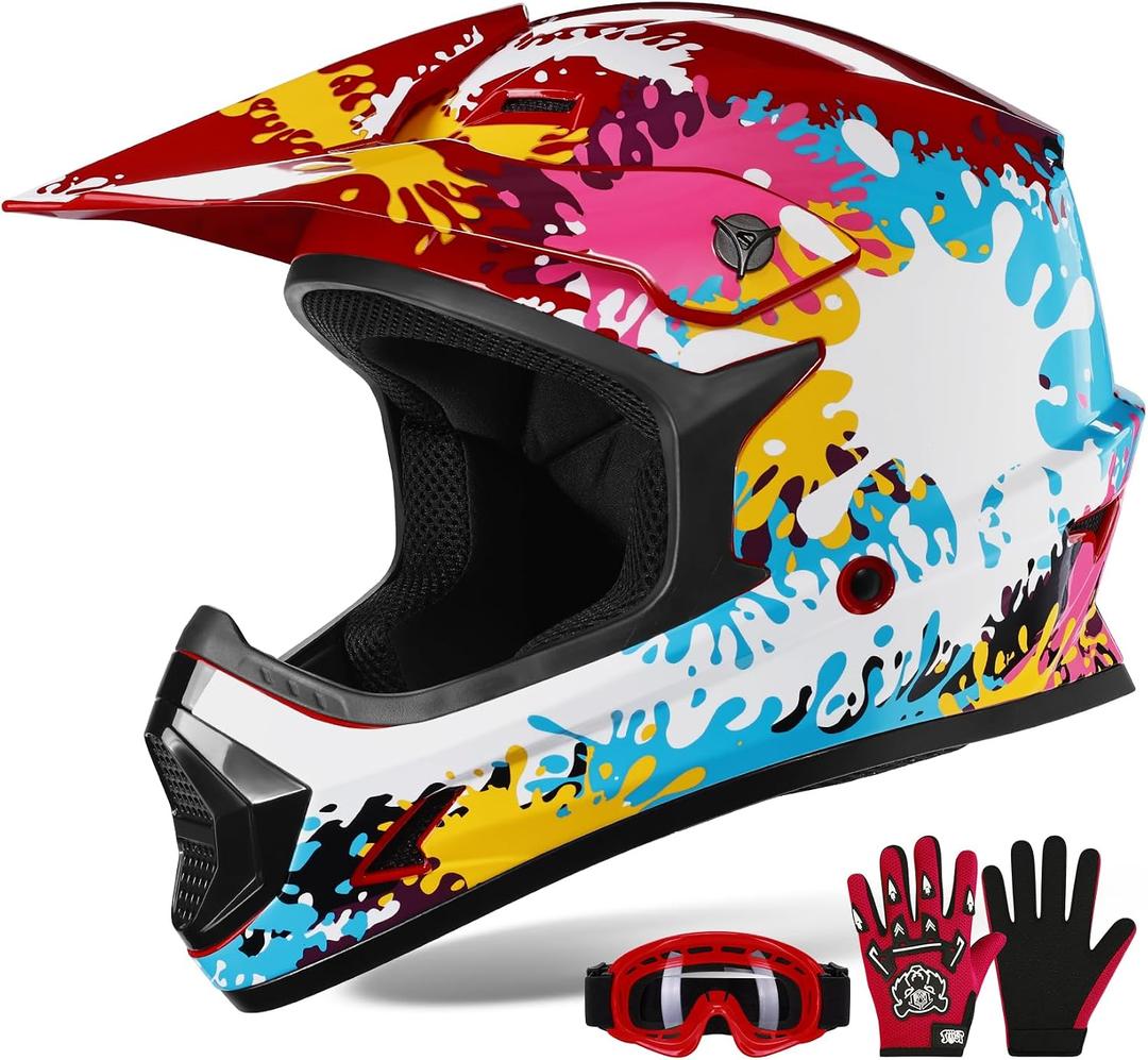 XFMT Youth Dirt Bike Helmet DOT Approved Kids Full Face Motocross Helmets, Medium