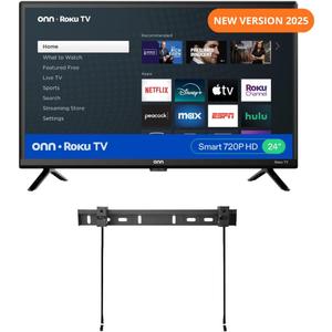 ONN 24-Inch Class HD 720p Smart TV + Free Wall Mount with Wi-Fi Connectivity and Mobile App | Flat Screen TV | Compatible with Home Kit | Alexa and Google Assistant