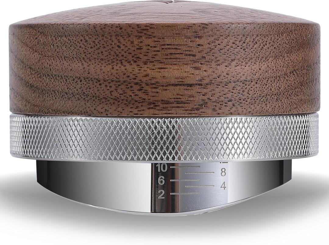 58mm Espresso Distribution Tool Walnut Coffee Distributor Adjustable Depth Stainless Steel Espresso Leveler Premium Espresso Machine Accessories For Coffee Bar