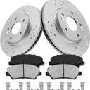Front Automotive Replacement Brake Kit, Drilled Slotted Rotors Kit Compatible with 2011-2016 Hyundai Elantra, 2012-2017/2019-2021 Hyundai Veloster|Anti-Rust Geomet Coated|280mm(11in)