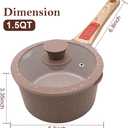AIKENBBKK 1.5 Quarts Ceramic Nonstick Saucepan with Lid, Small Sauce Pot with Pour Spouts for Multipurpose Use, Milk Pan with Detachable Handle, Oven Safe (Brown)