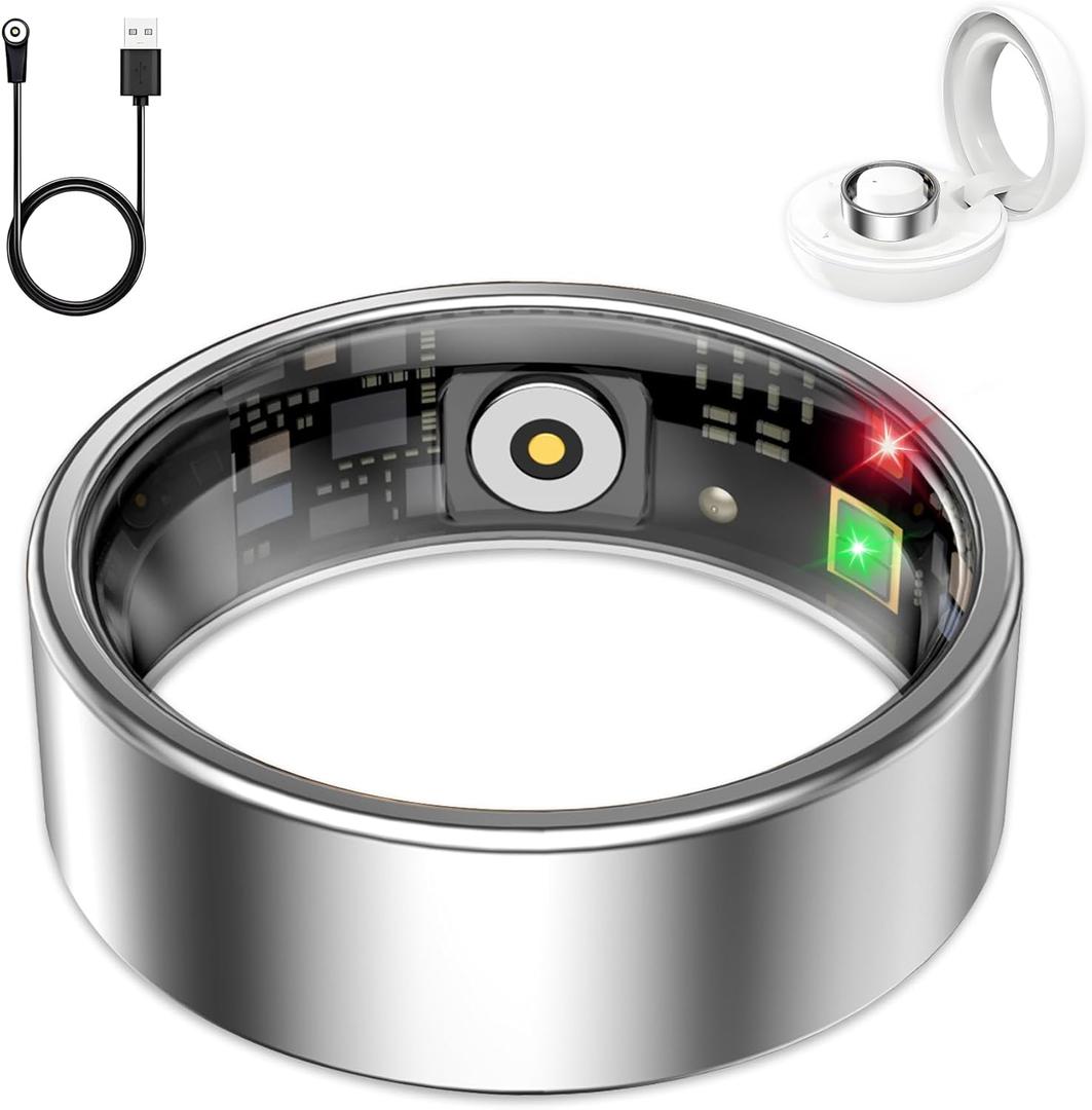 Smart Ring for Women Men, Sleep Tracker Ring, Waterproof Fitness Tracker Health Rings with Heart Rate Monitoring, Blood Oxygen, Stress Distance Calories Steps Tracking,No Subscription Fee(Silver,#11)