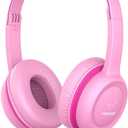Kids Headphones, Wired Headphones for Kid with Safe Volume Limiter, Kid Headphone with Cord 3.5mm Jack, On-Ear Girls Boys Toddler Headphone for School (Pink)