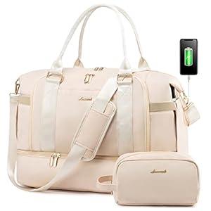 Gym Bag for Women LOVEVOOK Travel Duffel Bag with USB Charging Port,Weekender Bags for Women with Shoe Compartment,Carry on Overnight Bag with Toiletry Bag,Hospital Bags for Labor and Deliver (Medium)