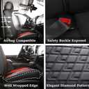 Chevy Silverado Seat Covers,Leather Seat Covers for GMC Sierra,Custom Fit 2007-2026 1500 2500HD 3500HD Crew Double Extended Regular Cab,LT LZT RST Trail Boss(Front Pair,Black Red)