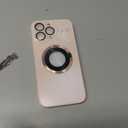 Magnetic Series Design for iPhone 15 Pro Max Case,[Compatible with MagSafe][Military Drop&Full Camera Lens Protector] Large Window Logo View Dust-Proof Matte Shockproof Cover,Pink