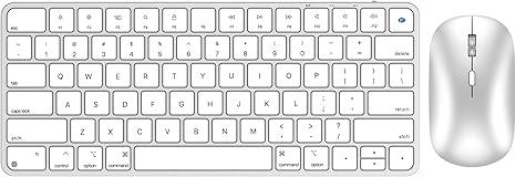 Bluetooth Keyboard and Mouse for Mac, Rechargeable, Mini Size, Ultra Slim, Quiet Typing, 4 Level DPI, Wireless Keyboard and Mouse Compatible with Mac, iPad, iPhone, MacBook Air/Pro