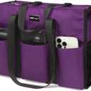 TOPDesign Utility Water Resistant Tote Bag with 13 Pockets, Top Zipper Closure & Thick Bottom Support, for Working Women (Large, Purple)