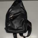 Peicees Leather Sling Bag Mens Crossbody Bag Chest Bag Sling Backpack for Men with USB Charge Port