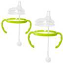 Soft Spout Transition Sippy Cup Kit for Comotomo Baby Bottles - Botabee Conversion Kit Fits 5 and 8 Ounce Bottle - Sippy Cup Baby Bottle Nipple with Weighted Straw & Bottle Handles (Pack of 2, Green)