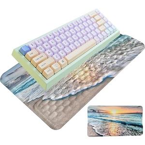 Computer Keyboard Stand Pad with Wrist Rest Easy Typing Sage Green Leaves Floral Keyboard Pad Support with Wrist Pad Ergonomic Tilted Keyboard Riser Holder for Desktop Office Home Black Flowers Floral (Silk Black Plant)
