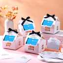 Affrolling 25 Sets Open House Supplies Real Estate Agent Gifts for Clients House Shaped Gift Boxes with Greeting Cards for Real Estate Agent Favors Marketing Supplies (White)