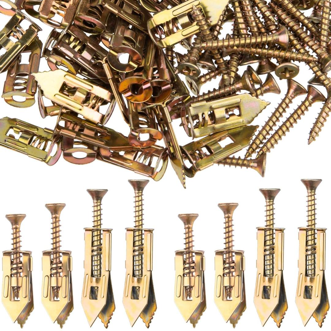 2 x PAGOW 80 Pcs Self-Drilling Anchors, Ancors and Screws for Heavy Duty, Metal Screw Anchors Kit, No Drill and Holes in Wall (4 Sizes)