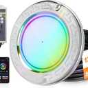 10 Inch LED Pool Light for Inground Pool, 50W Ultra Bright RGB Underwater Swimming Pool Light with Controller, Remote & APP Control, Color Change, Built-in 12V Transformer (120V Input), 50FT Cord