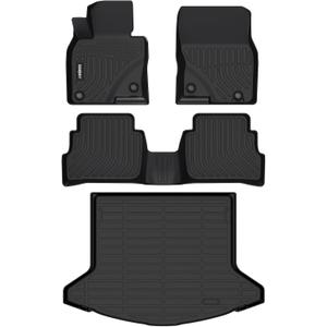 GINOWY- Floor Mats & Cargo Liner for Mazda CX-5 2023-2025, TPE All Weather Protection Car Mats for Mazda CX5 2024 Non-Slip Trunk Mat Floor Liners Waterproof Accessories Mats Black