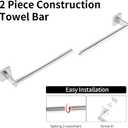 MKO Towel Bar for Bathroom, 24" Hand Towel Holder Rod with Metal, Towel Racks for Bathroom Hanger Wall Mounted for Kitchen, Brushed Nickel 2 Pack