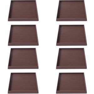 5x5 Square Rubber Furniture Caster Cups, Anti-Sliding Furniture Pads Bed Stopper Floor Protectors with Grip - Protect Any Flooring (8 Pcs Brown)