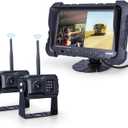 Digital Wireless Backup Camera System,YW-77214 Dual HD 720P Camera Wireless Reverse System with Night Vision and Wide Viewing Angles, 7inch Wireless Monitor Split Screen for Trailer, RVs, Ca