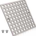 3-7/8" Brushed Nickel Shower Drain Cover - Square Floor Drain Cover Replacement - Hair Catcher/Drain Strainer for Bathrooms, Showers, and Sinks - SUS304 Stainless Steel & CUPC Certified