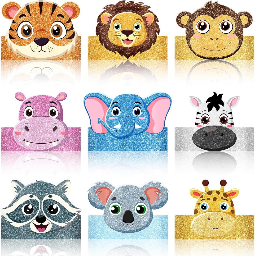 36 Pcs Animal Birthday Party Hats for Kids Jungle Safari Animal Theme Headbands Paper Party Crown Birthday Party Decorations for Boys Girls Animals Party Favor