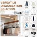 Closet Organizer with 12 Clips, Space Saving Hangers for Clothes, Hanging Closet Organizers and Storage, Wooden Socks Hats Pants Hangers with Clips, for Small Room Organization