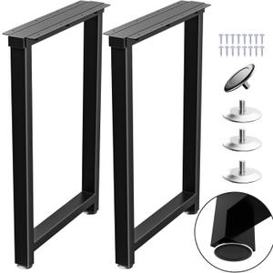 Metal Table Legs Heavy Duty, 28H x 18W, Metal Furniture Legs for Dining Desk Bench and Coffee Table, Industrial Black DIY Iron Bench Legs, Set of 2 (Rectangle)