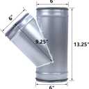 A-KARCK Duct Splitter for Dryer Vent Hose 6 inch, 45 y Shape Duct Connector for Exhaust Fan Hose, Precision Welded Galvanized Steel Prevent Air Leakage