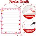 Happy Valentine's Day Letterhead Paper 48 Pcs Red Pink Love Heart Letter Writing Paper - Heart Valentines Day Paper Holiday Paper For Wedding Note Greeting Office Printing 8.5 x 11 Inch