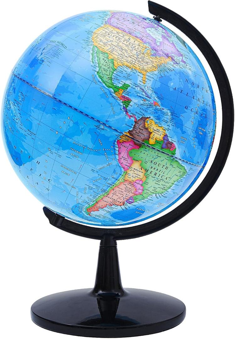 World Globe for Children and Adults, 12 inch Educational Spinning Earth Map with Stand, Self-Assembled Interactive World Globes for Kids Teacher, Classroom, Students Desk, Room and Office Decor