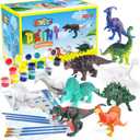 BAODLON Kids Arts Crafts Set Dinosaur Toy Painting Kit - 10 Dinosaur Figurines, Decorate Your Dinosaurs, Create a Dino World Painting Toys Gifts for 5, 6, 7, 8 Year Old Boys Kids Girls Toddlers