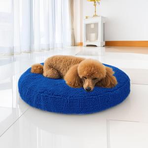 Muddy Mat®Cloud K-9 Bed for Dogs & Cats, Soft & Relaxing Donut Dog Bed, Chenille Material, Removable Cover, Washable & Dryer Safe–Navy Blue Medium(35"x35")