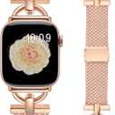 Wearlizer Braided Magnetic Band Compatible with Apple Watch Bands 42/46/38/40/41/44/45/49mm Women Men, Designer D-Shape Stretchy Elastic Nylon Strap for iWatch Series 11 10 9 8 7 6 5 4 SE/Ultra 3 2 1