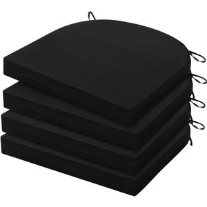 HARBOREST Outdoor Chair Cushions Set of 4, Water Resistant Patio Chair Cushions with Ties, Outdoor Seat Cushions for Patio Furniture, 17"x16"x2", Black