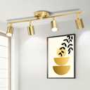 4 Ways Track Lighting, Rotatable Heads Tracks Light, Track Lightings Fixtures Ceiling with Foldable Arms, Brushed Gold Tracks Light for Kitchen, Living Room, Hallway(Bulbs Not Included)