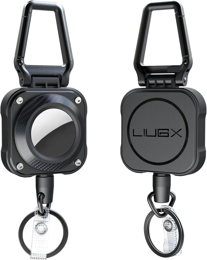 LIUGX 2-Pack Retractable Keychain for Airtag Holder, Badge Reel with 31.5 Wire Rope, 10,000+ Rebound, 8oz, Easy Installation, for Badge Holder, Keys, Luggage
