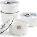9 oz Ramekins with Lids, Creme Brulee Ramekins Oven Safe, Small Ceramic Serving Bowls, White Custard Cups for Baking, Dipping Sauce Cups, Pinch Bowls Ideal for Birthday Party, Set of 4