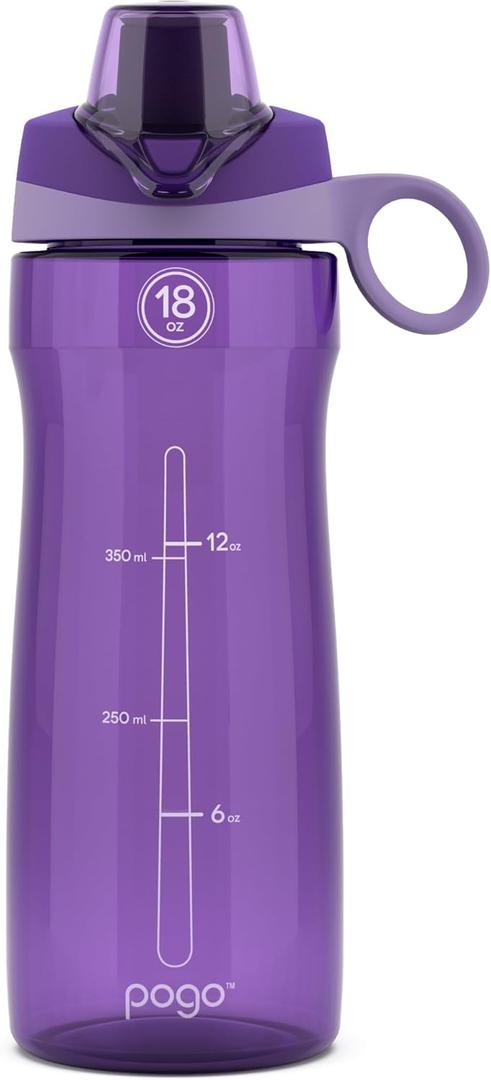 Pogo Plastic Water Bottle with Chug Lid and Carry Handle, Reusable, BPA Free, Dishwasher Safe, Perfect for Travel, School, Outdoors, and Gym | 18oz, 32oz, 40oz, 64oz (Purple)