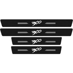 4pcs/Set for Chrysler Door Sill Protector 300/C/ 300S 2005-2023 Door Sill Protector, Carbon Fiber Vinyl Door Sill Trim Scuff Plate (White)