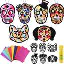 Wovnet 30 Sets Day of The Dead Crafts for Kids Skull Tissue Paper Sign Crafts Kit DIY Sugar Dia De Los Muertos Tissue Paper Bulk for Halloween Mexican Home Classroom Decorations Party Supplies