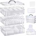 Bead Containers Storage Box for Art Craft Storage,3-Tier Stackable Storage Organizers,61pcs Pieces Plastic Storage Cases Mini Clear Bead Storage Containers Transparent Boxes