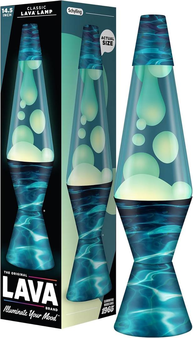 LAVA The Original Lamp - 14.5" Night Swim - Classic Liquid Motion Lamp - White Wax and Blue Liquid - Item #2095